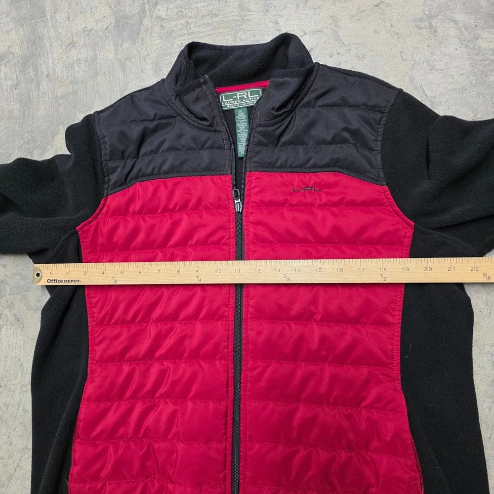 VTG‎ LRL Lauren Active Ralph Lauren Womens Fleece Puffer Jacket Red Black XL